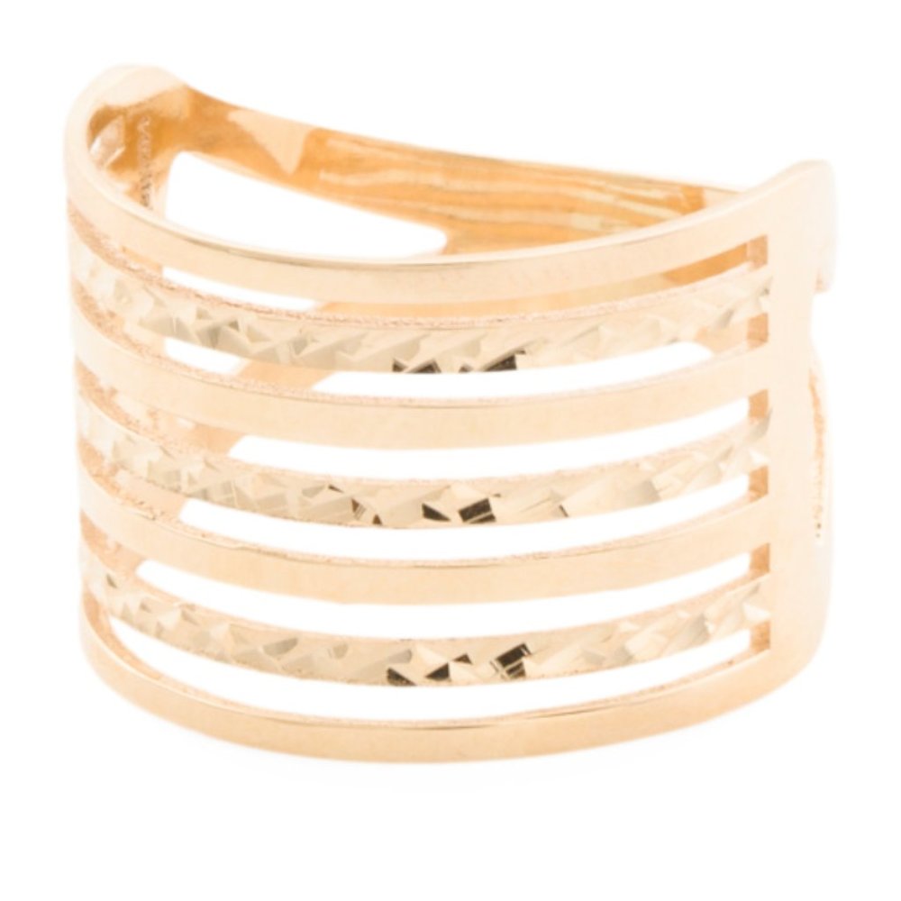 MIA FIORE Made In Italy 14kt Gold Multi Row Polished Diamond Cut Ring Size 8 NEW - Picture 5 of 13
